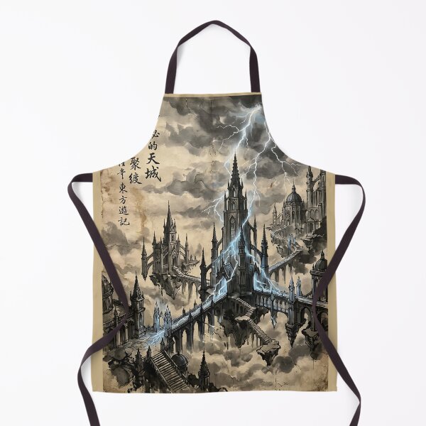 Item preview, The Aether-Charged Sky City Sumi-e Ink Wash designed and sold by DuckOddity.