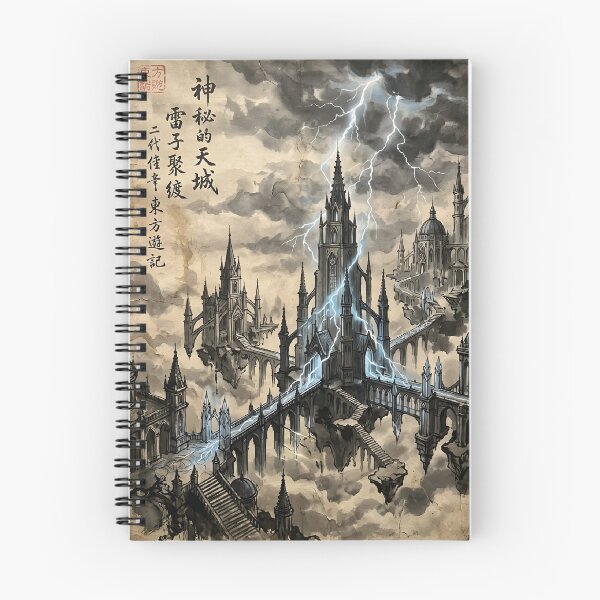 Item preview, The Aether-Charged Sky City Sumi-e Ink Wash designed and sold by DuckOddity.