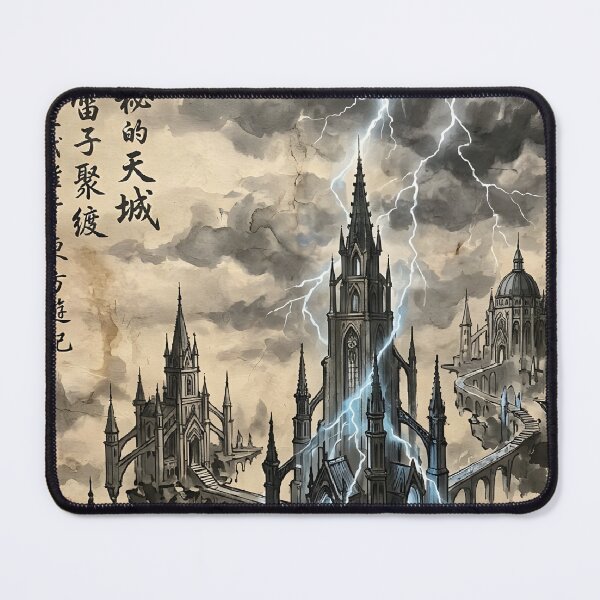 Item preview, The Aether-Charged Sky City Sumi-e Ink Wash designed and sold by DuckOddity.