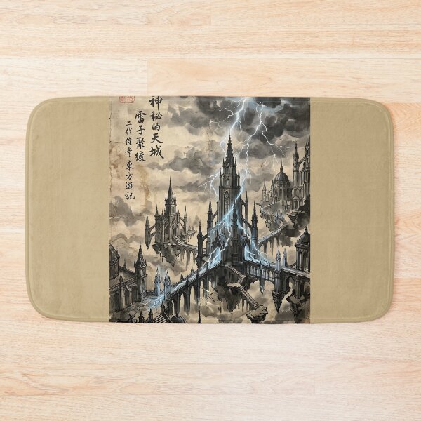Item preview, The Aether-Charged Sky City Sumi-e Ink Wash designed and sold by DuckOddity.