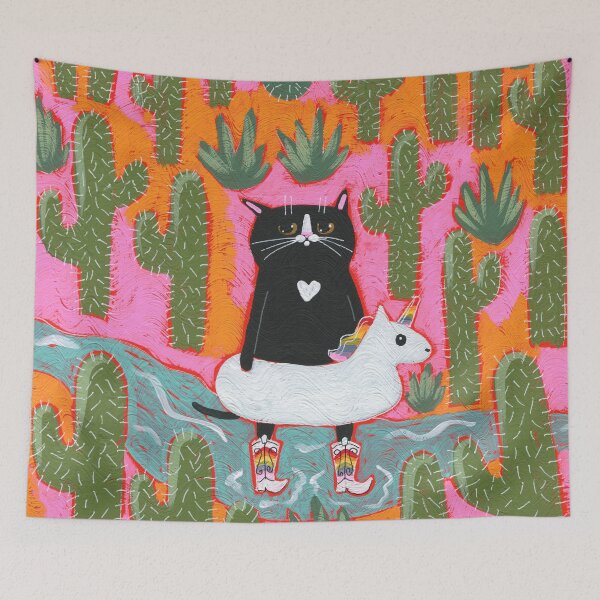 Item preview, Rainbow Unicorn Cat In The Desert designed and sold by KilkennyCat Art.
