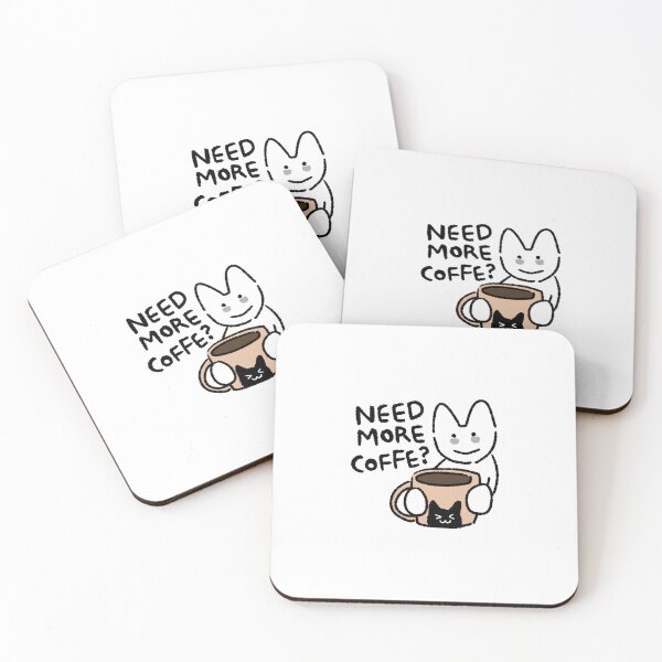 Item preview, Tired White Cat Coffee Sticker – 'Need More Coffee?' Cute Digital Planner Sticker designed and sold by lazydayz16.