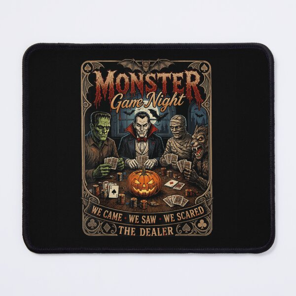 Item preview, Monster Game Night Dracula Frankenstein Werewolf Mummy Halloween Card Party Fun designed and sold by DaphoLatara.