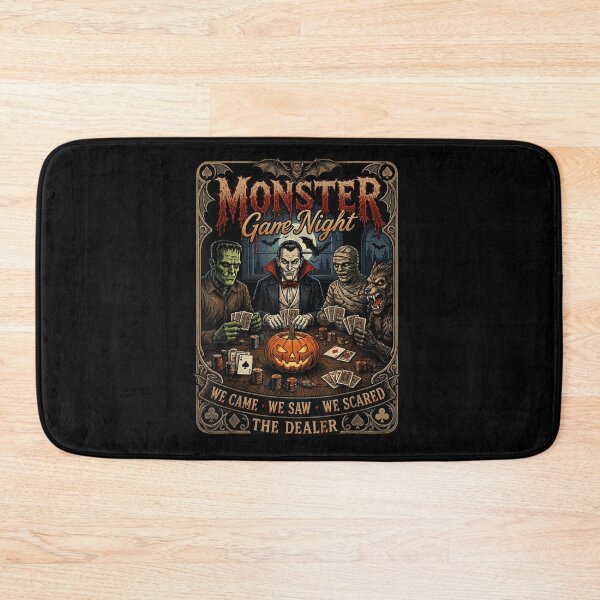 Item preview, Monster Game Night Dracula Frankenstein Werewolf Mummy Halloween Card Party Fun designed and sold by DaphoLatara.