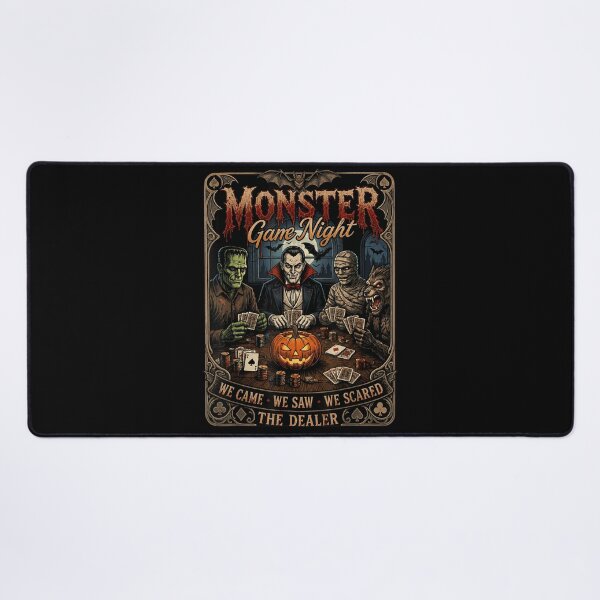 Item preview, Monster Game Night Dracula Frankenstein Werewolf Mummy Halloween Card Party Fun designed and sold by DaphoLatara.