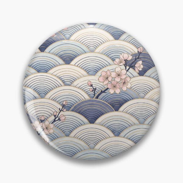 Item preview, Decorative Japanese wave pattern with floral accents designed and sold by hobikeyfimartdijital.
