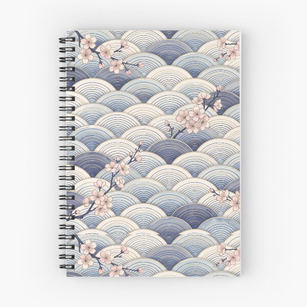 Item preview, Decorative Japanese wave pattern with floral accents designed and sold by hobikeyfimartdijital.