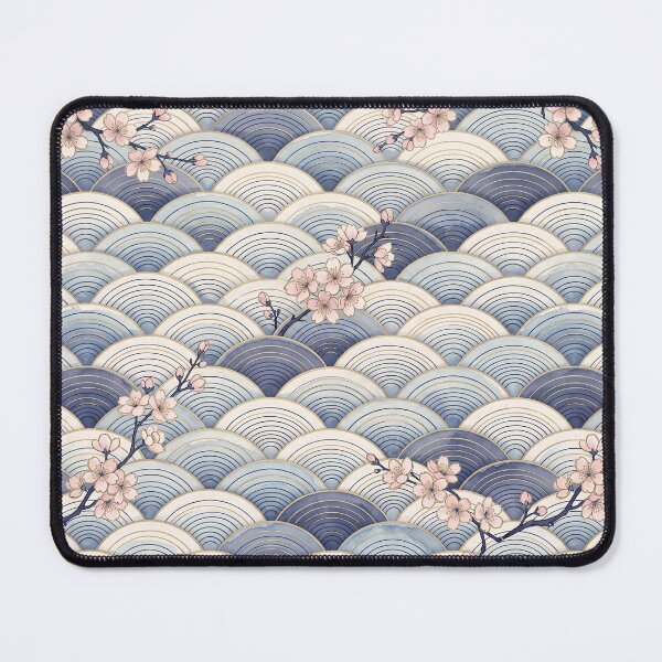 Item preview, Decorative Japanese wave pattern with floral accents designed and sold by hobikeyfimartdijital.