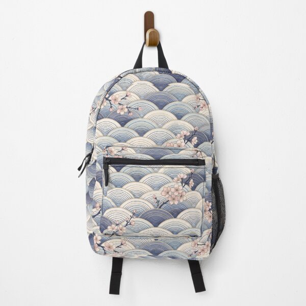 Item preview, Decorative Japanese wave pattern with floral accents designed and sold by hobikeyfimartdijital.