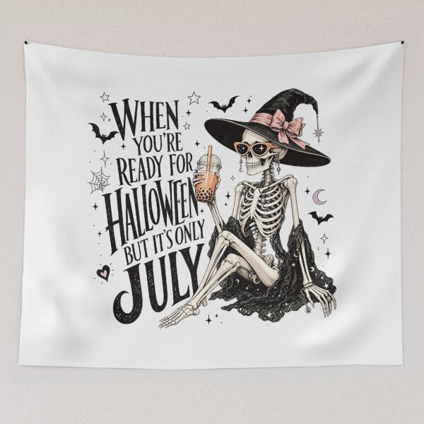 Item preview, Skeleton Witch Drinking Boba Tea Coquette Halloween Cute Spooky July Vibes designed and sold by DaphoLatara.
