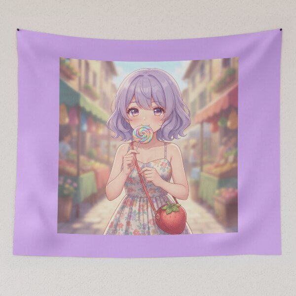 Item preview, Cute Girl With Lollipop And Strawberry Bag designed and sold by Azurart2.