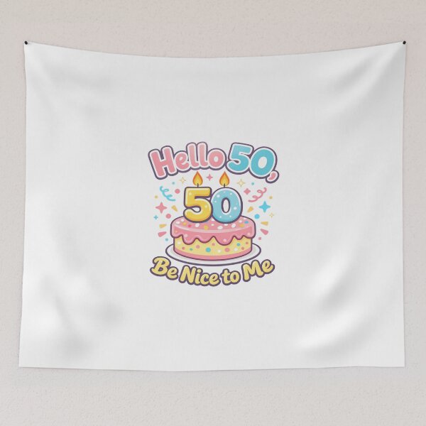 Item preview, Hello 50 Be Nice to Me | Funny 50th Birthday Typography T-Shirt designed and sold by rushaib.