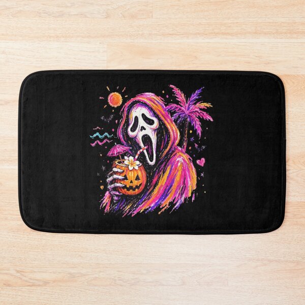 Item preview, Summerween Ghostface Tropical Pumpkin Drink Spooky Beach Sunset Halloween Vibes designed and sold by LakenDraphil.