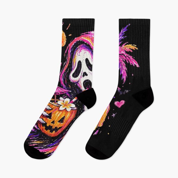 Item preview, Summerween Ghostface Tropical Pumpkin Drink Spooky Beach Sunset Halloween Vibes designed and sold by LakenDraphil.