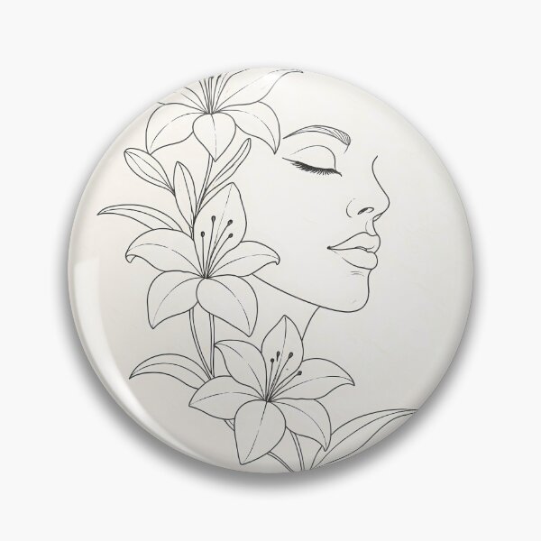 Item preview, Minimalist Woman Face with Lily Flowers Line Art designed and sold by SoftSpaceDesign.