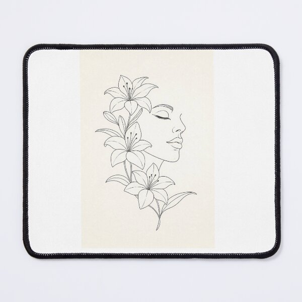 Item preview, Minimalist Woman Face with Lily Flowers Line Art designed and sold by SoftSpaceDesign.