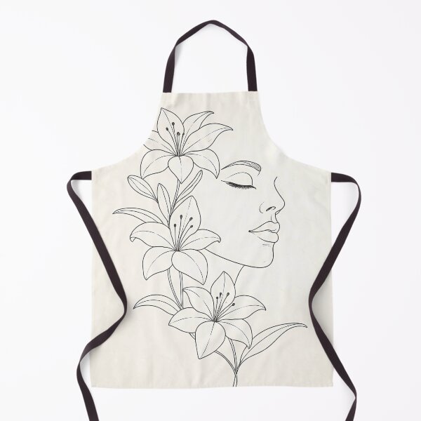 Item preview, Minimalist Woman Face with Lily Flowers Line Art designed and sold by SoftSpaceDesign.
