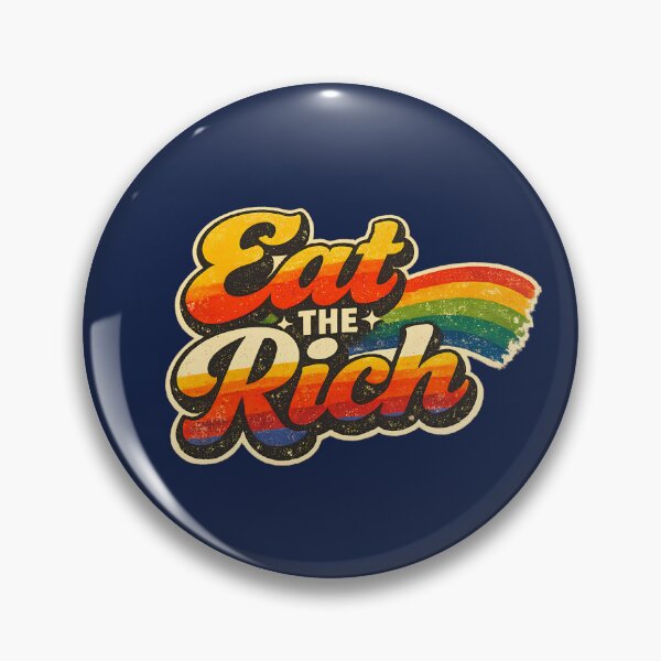 Item preview, Eat the Rich Rainbow Retro Pride Typography Design designed and sold by EchoPrint Co..