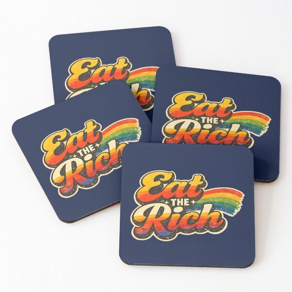 Item preview, Eat the Rich Rainbow Retro Pride Typography Design designed and sold by EchoPrint Co..