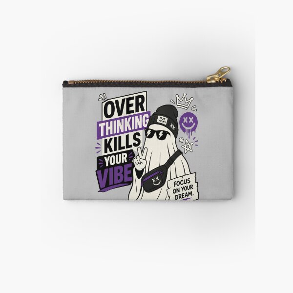 Item preview, Overthinking Kills Your Vibe Motivational Ghost Character with Streetwear Style and Focus on Your Dream Quote designed and sold by Huddy-clothes.