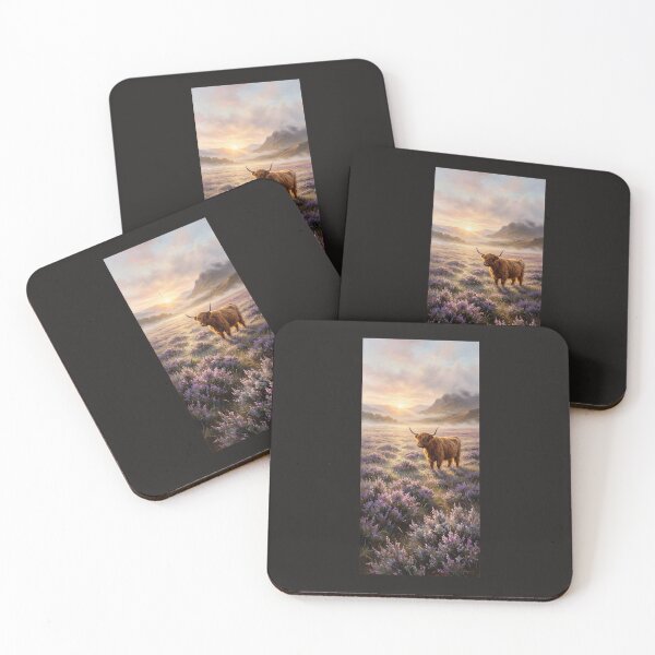Item preview, Highland Cow in Misty Heather Field designed and sold by synthesisnft.
