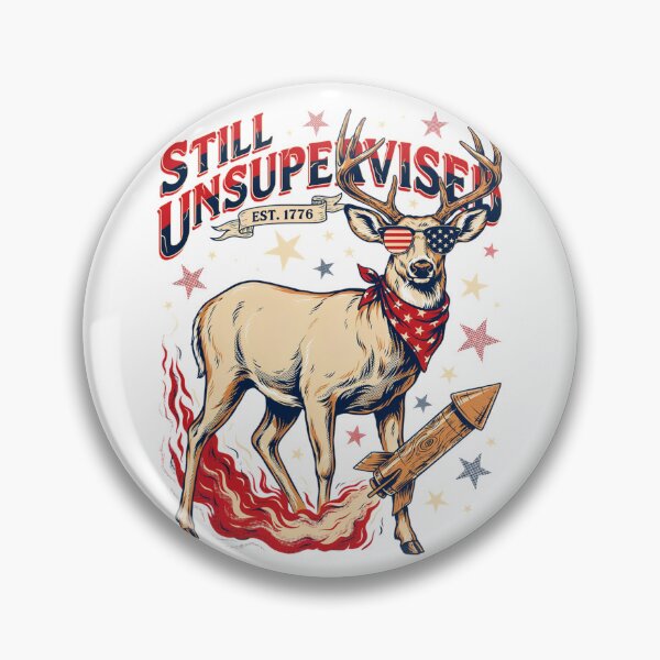 Item preview, Still Unsupervised Patriotic Deer Rocket Est 1776 Tee v3 designed and sold by DarylWelsh2024.