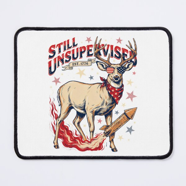 Item preview, Still Unsupervised Patriotic Deer Rocket Est 1776 Tee v3 designed and sold by DarylWelsh2024.