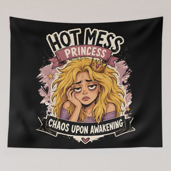 Item preview, Hot Mess Princess Chaos Upon Awakening Funny Art designed and sold by DrawHandArt.