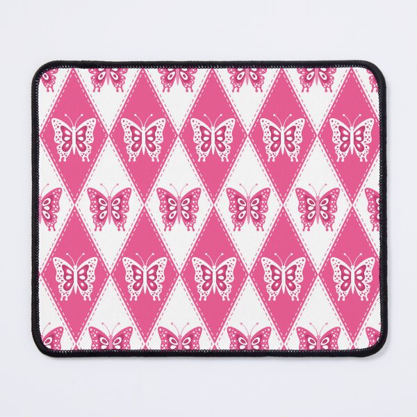 Item preview, Pink and White Butterfly Argyle Pattern designed and sold by mrhighsky.