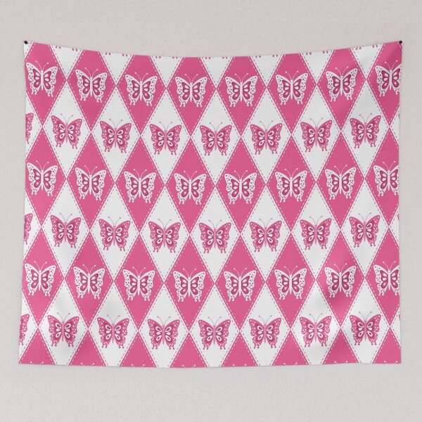 Item preview, Pink and White Butterfly Argyle Pattern designed and sold by mrhighsky.
