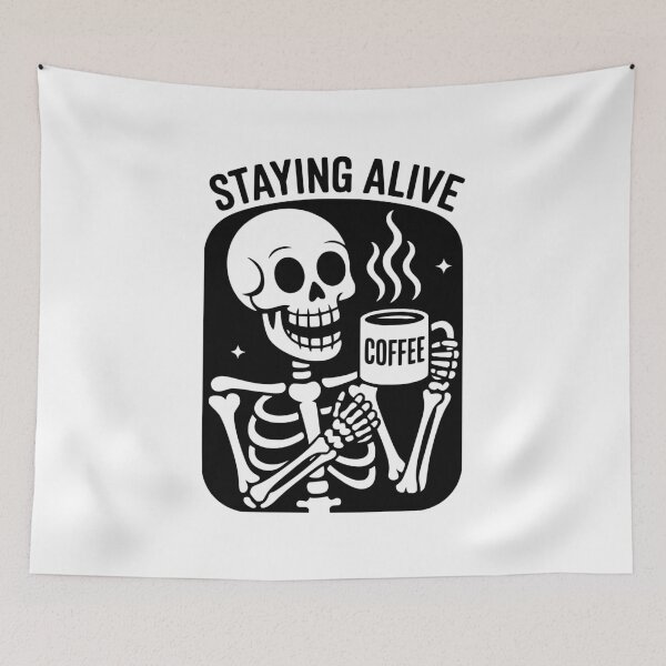 Item preview, Coffee Humor Skeleton designed and sold by Traveldrawings.