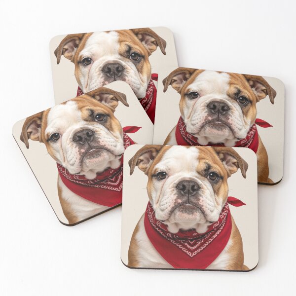 Item preview, Cute Bulldog Red Bandana Portrait designed and sold by BagFactoryUK.
