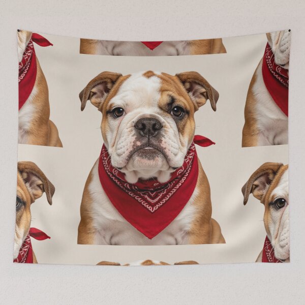 Item preview, Cute Bulldog Red Bandana Portrait designed and sold by BagFactoryUK.
