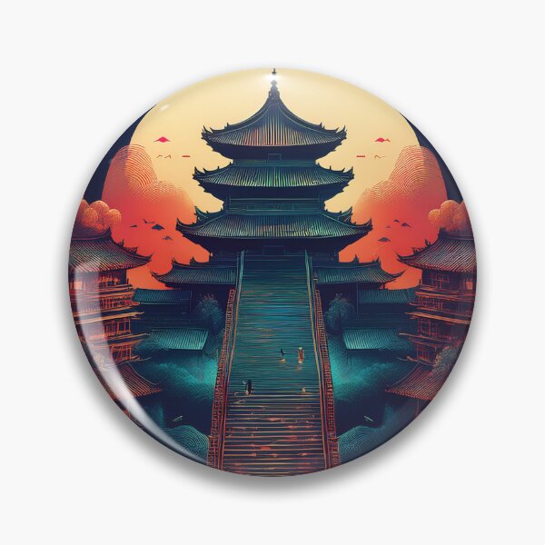 Item preview, Mystical Asian Pagoda - Oriental Temple Stairway to the Moon Art designed and sold by Outlet Raloel.