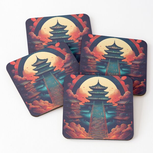 Item preview, Mystical Asian Pagoda - Oriental Temple Stairway to the Moon Art designed and sold by Outlet Raloel.
