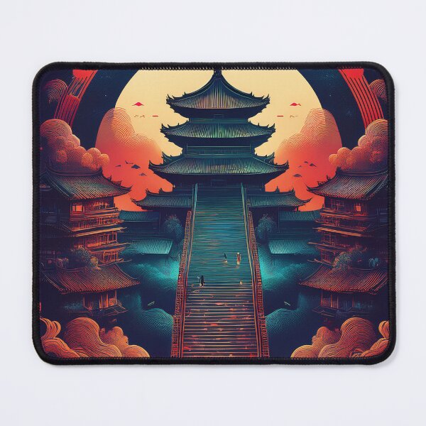 Item preview, Mystical Asian Pagoda - Oriental Temple Stairway to the Moon Art designed and sold by Outlet Raloel.