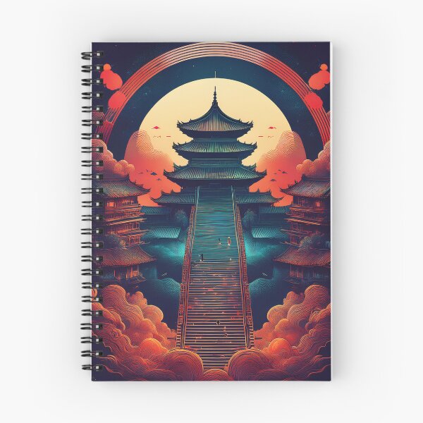 Item preview, Mystical Asian Pagoda - Oriental Temple Stairway to the Moon Art designed and sold by Outlet Raloel.