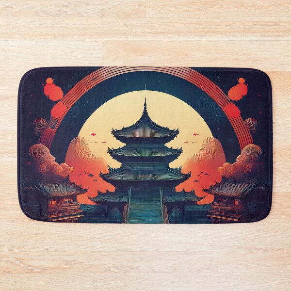 Item preview, Mystical Asian Pagoda - Oriental Temple Stairway to the Moon Art designed and sold by Outlet Raloel.