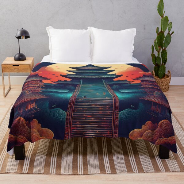 Item preview, Mystical Asian Pagoda - Oriental Temple Stairway to the Moon Art designed and sold by Outlet Raloel.