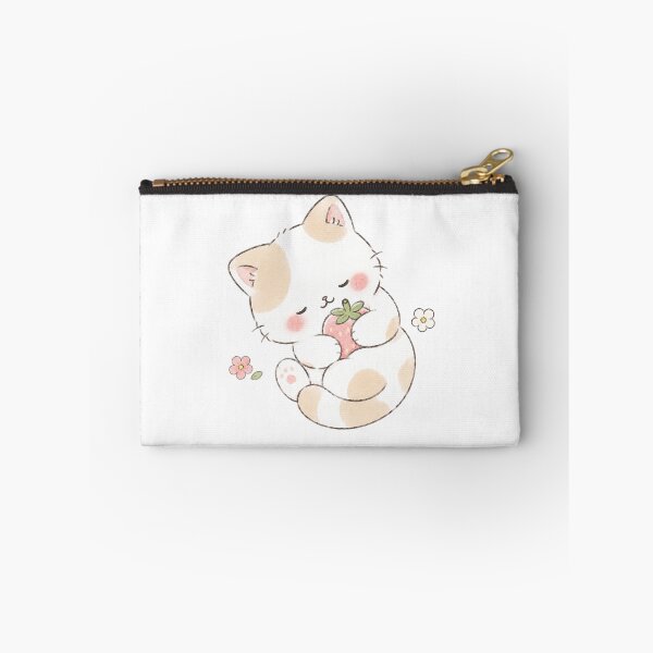 Item preview, Cream-colored kitten sleeping with a strawberry designed and sold by Partoon-dp.
