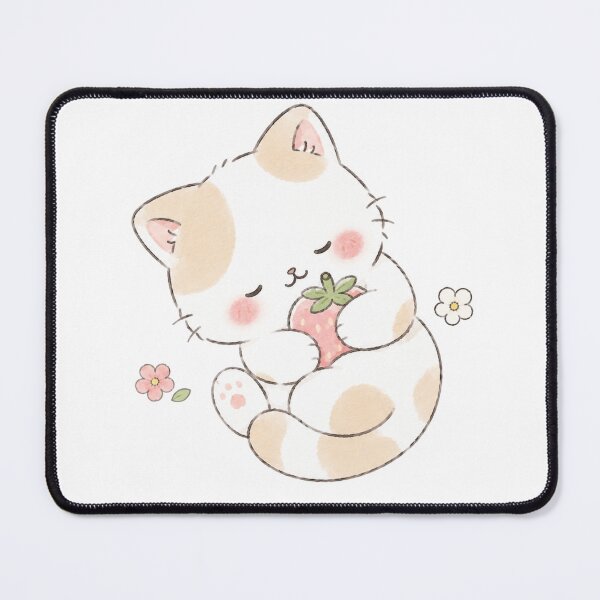 Item preview, Cream-colored kitten sleeping with a strawberry designed and sold by Partoon-dp.