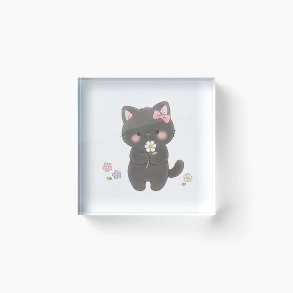Item preview, Cute Black Cat with Flowers designed and sold by Partoon-dp.