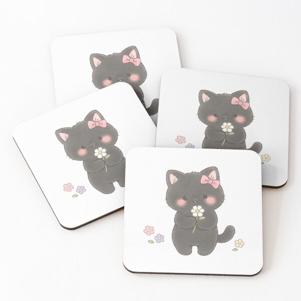 Item preview, Cute Black Cat with Flowers designed and sold by Partoon-dp.