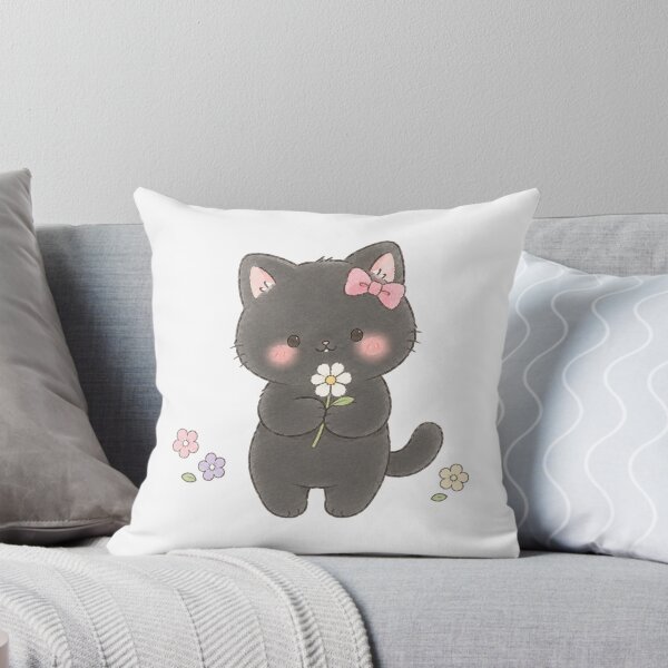 Item preview, Cute Black Cat with Flowers designed and sold by Partoon-dp.