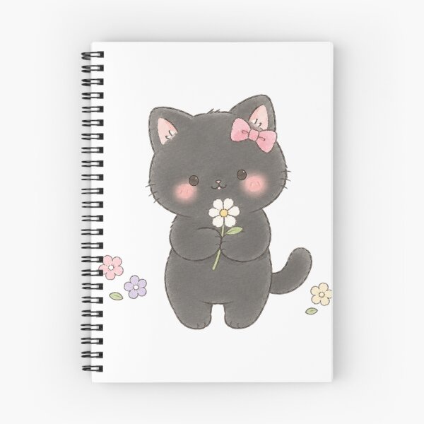 Item preview, Cute Black Cat with Flowers designed and sold by Partoon-dp.