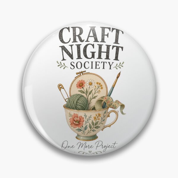 Item preview, Craft Night Society | One More Project | Floral Embroidery Teacup Design designed and sold by Print Loft.