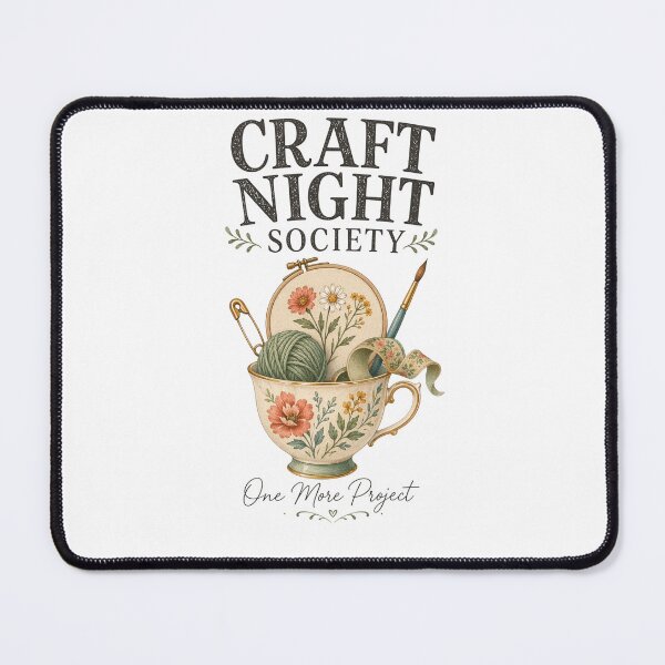 Item preview, Craft Night Society | One More Project | Floral Embroidery Teacup Design designed and sold by Print Loft.