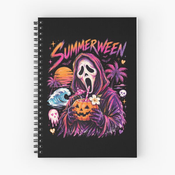 Item preview, Summerween Ghostface Sipping Pumpkin Cocktail Tropical Spooky Beach Party Vibes designed and sold by LakenDraphil.