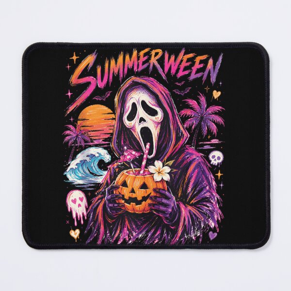 Item preview, Summerween Ghostface Sipping Pumpkin Cocktail Tropical Spooky Beach Party Vibes designed and sold by LakenDraphil.