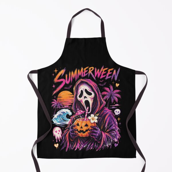 Item preview, Summerween Ghostface Sipping Pumpkin Cocktail Tropical Spooky Beach Party Vibes designed and sold by LakenDraphil.